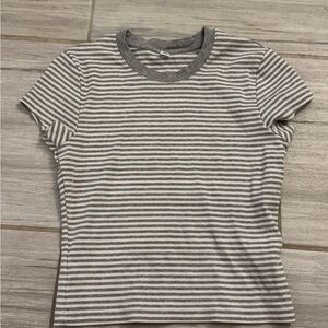 (3/$12) uniqlo gray striped baby tee